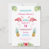 Aloha Flamingo Sweet 16 16e verjaardagsfeestje Uit Kaart (Voorkant)