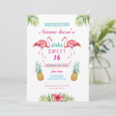 Aloha Flamingo Sweet 16 16e verjaardagsfeestje Uit Kaart (Staand voorkant)
