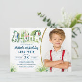 Aloha Flamingo Tropical Beach Birthday Foto Kaart (Staand voorkant)