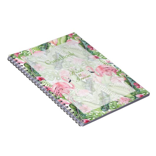 Aloha Flamingo Tropical Beach Bruiloft gastenboek Notitieboek (Rechterzijde)