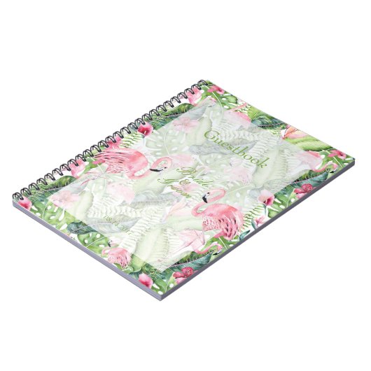 Aloha Flamingo Tropical Beach Bruiloft gastenboek Notitieboek (Linkerzijde)