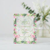 Aloha Flamingo Tropical Beach SAVE the Date Aankondigingskaart (Staand voorkant)