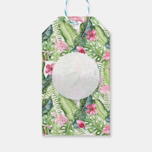 Aloha Flamingo Tropical Beach Wedding Bedankt Cadeaulabel (Achterkant)