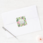 Aloha Flamingo Tropical Beach Wedding Bedankt Vierkante Sticker (Envelop)