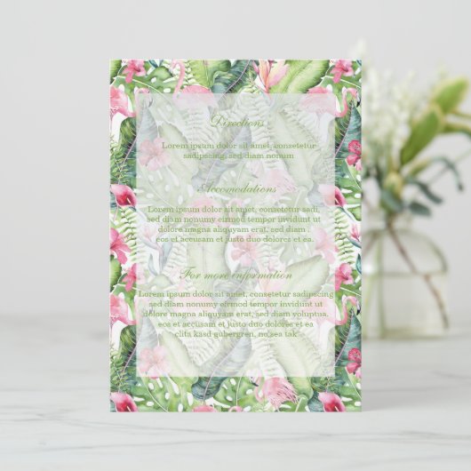 Aloha Flamingo Tropical Beach Wedding Kaart (Staand voorkant)