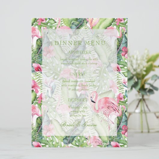 Aloha Flamingo Tropical Beach Wedding Menu (Staand voorkant)