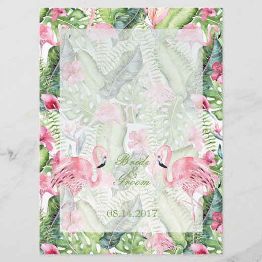 Aloha Flamingo Tropical Beach Wedding Menu (Achterkant)