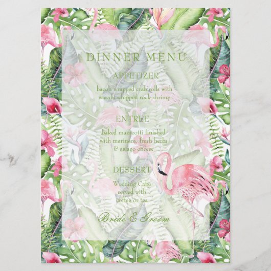 Aloha Flamingo Tropical Beach Wedding Menu (Voorkant)