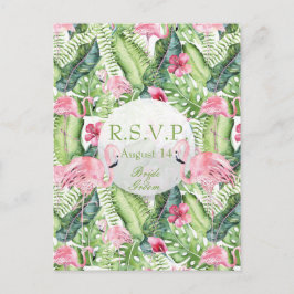 Aloha Flamingo Tropical Beach Wedding RSVP Uitnodiging Briefkaart