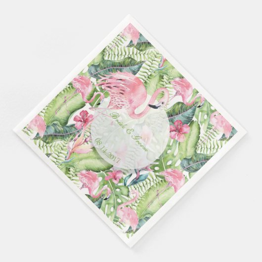 Aloha Flamingo Tropical Beach Wedding Servetten (Hoek)