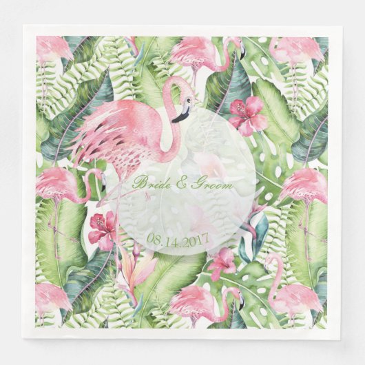 Aloha Flamingo Tropical Beach Wedding Servetten (Voorkant)