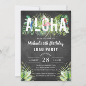 Aloha Flamingo Tropical Birds Black Luau Birthday Kaart (Voorkant)