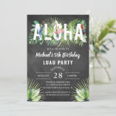 Aloha Flamingo Tropical Birds Black Luau Birthday Kaart (Staand voorkant)