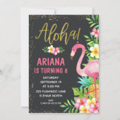 Aloha Flamingo Tropical Birthday Invitation Kaart (Voorkant)