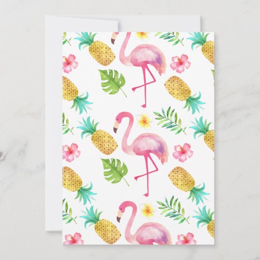 Aloha Flamingo Tropical Birthday Invitation Kaart (Achterkant)