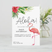 Aloha! Flamingo Tropisch Feest Uitnodiging  (Staand voorkant)
