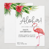 Aloha! Flamingo Tropisch Feest Uitnodiging  (Voorkant / Achterkant)
