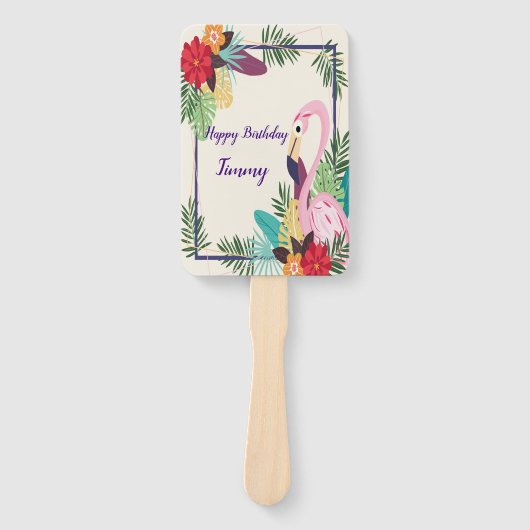 Aloha Flamingo Tropisch Handwaaier (Voorkant)