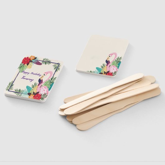 Aloha Flamingo Tropisch Handwaaier (Niet-gemonteerd)