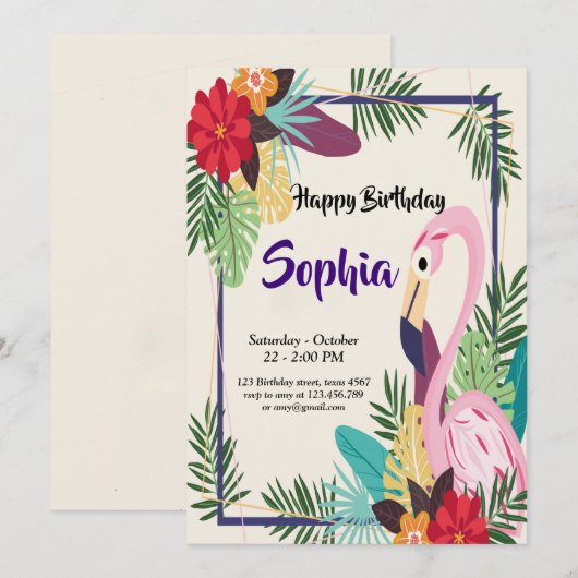 Aloha Flamingo Tropisch Kaart (Voorkant / Achterkant)