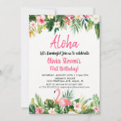 Aloha Flamingo Verjaardag Uitnodiging Kaart (Voorkant)