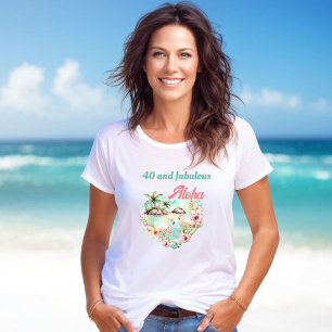 Aloha Flamingo Zomer Tropische 40e Verjaardag Naam T-shirt