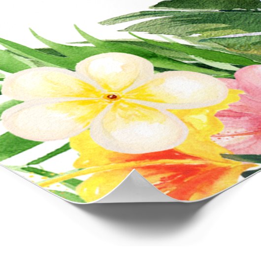 Aloha Floral Flamingo 1st Birthday Welkom Poster (Hoek)