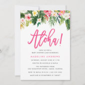 Aloha Floral | Uitnodiging voor tropisch Baby show (Voorkant)