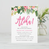 Aloha Floral | Uitnodiging voor tropisch Baby show (Staand voorkant)
