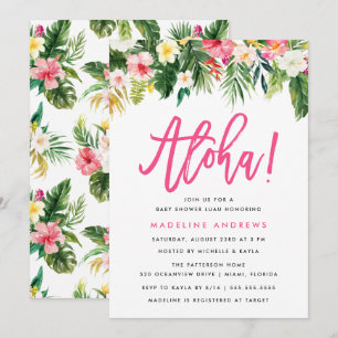Aloha Floral Uitnodiging voor tropisch Baby show