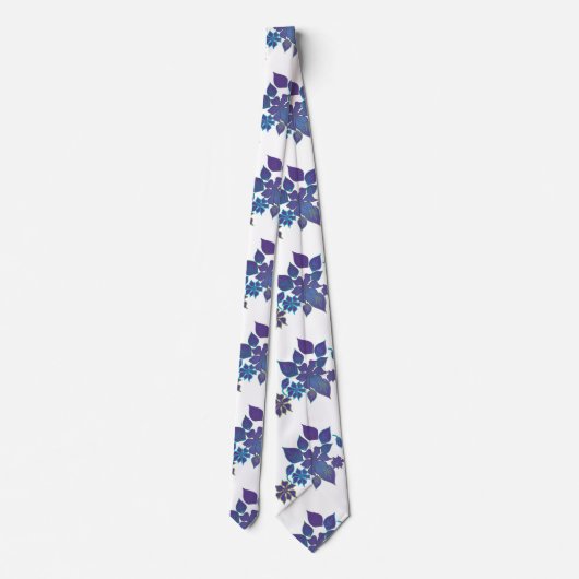 Aloha Flower Blue en Violet Stropdas (Achterkant)