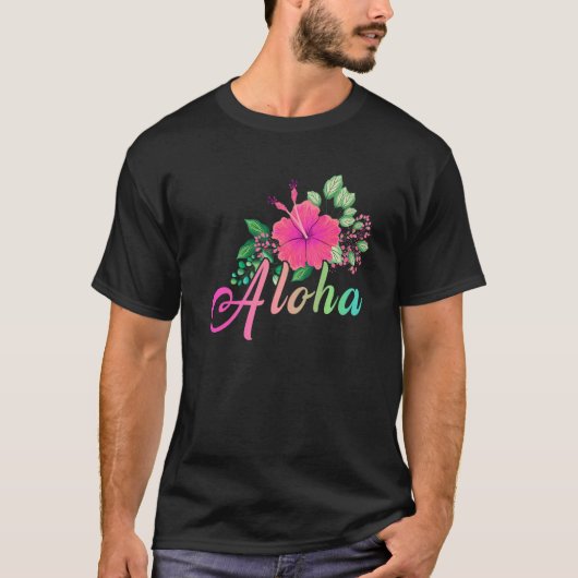 Aloha Flower Hawaii Hawaiian Hawaii Island Surf T-shirt (Voorkant)