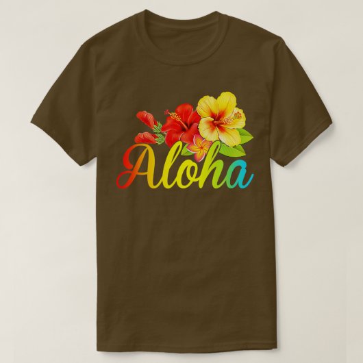 Aloha Flowers Hawaiian Funny Hawaii Beach Luau Par T-shirt (Design voorkant)
