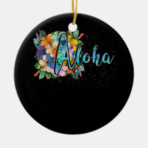 Aloha Flowers Hawaiian Hawaii Beach Luau Party Keramisch Ornament