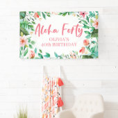 Aloha Forty Tropical Luau Birthday Banner (Insitu)