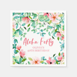 Aloha Forty Tropical Luau Birthday Napkins Servet