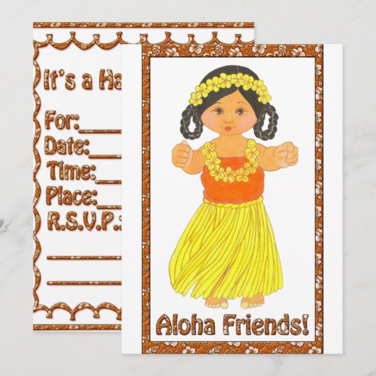 Aloha Friends Hawaiian Luau Invite Save The Date (Voorkant / Achterkant)