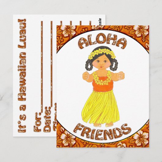 Aloha Friends Invitation Briefkaart (Voorkant / Achterkant)