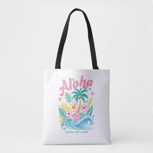 "Aloha Geestestoestand" Grappige Boho Kust Tote Bag (Voorkant)