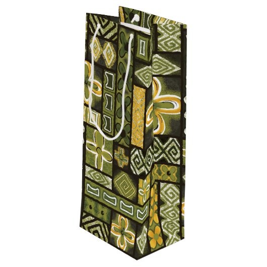  Aloha Gift Bag | Pua Green Wijn Cadeautas (Achterkant Gekanteld)