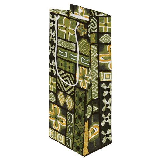  Aloha Gift Bag | Pua Green Wijn Cadeautas (Voorkant Gekanteld)