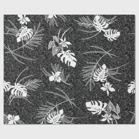  Aloha Gift Wrap | Lau Barkcloth Black Cadeaupapier (Vlak)