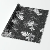  Aloha Gift Wrap | Lau Barkcloth Black Cadeaupapier (Uitgerold)