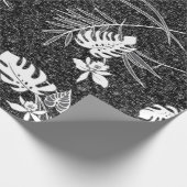  Aloha Gift Wrap | Lau Barkcloth Black Cadeaupapier (Hoek)