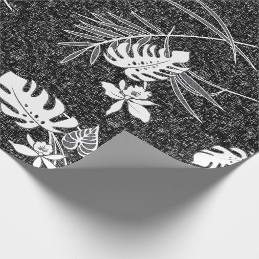  Aloha Gift Wrap | Lau Barkcloth Black Cadeaupapier (Hoek)