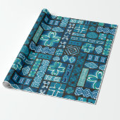 Aloha Gift Wrap | Pua Blue Cadeaupapier (Uitgerold)