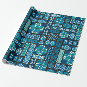 Aloha Gift Wrap   Pua Blue Cadeaupapier