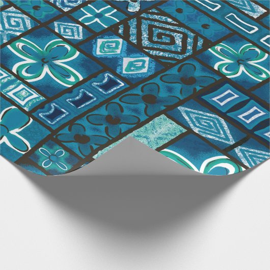 Aloha Gift Wrap | Pua Blue Cadeaupapier (Hoek)