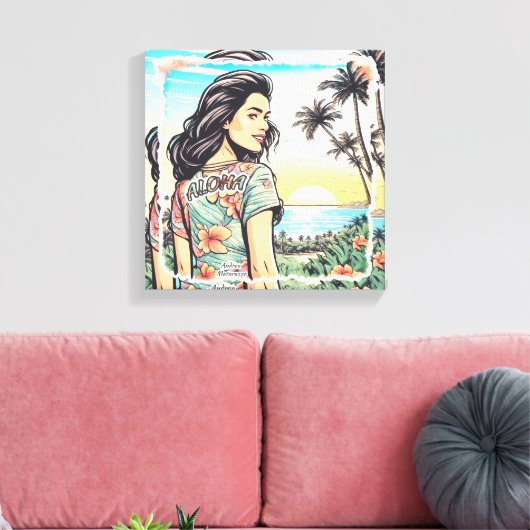 Aloha Girl Canvas Afdruk (Insitu (Woonkamer))