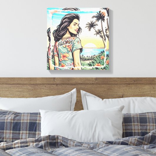 Aloha Girl Canvas Afdruk (Insitu (Slaapkamer))